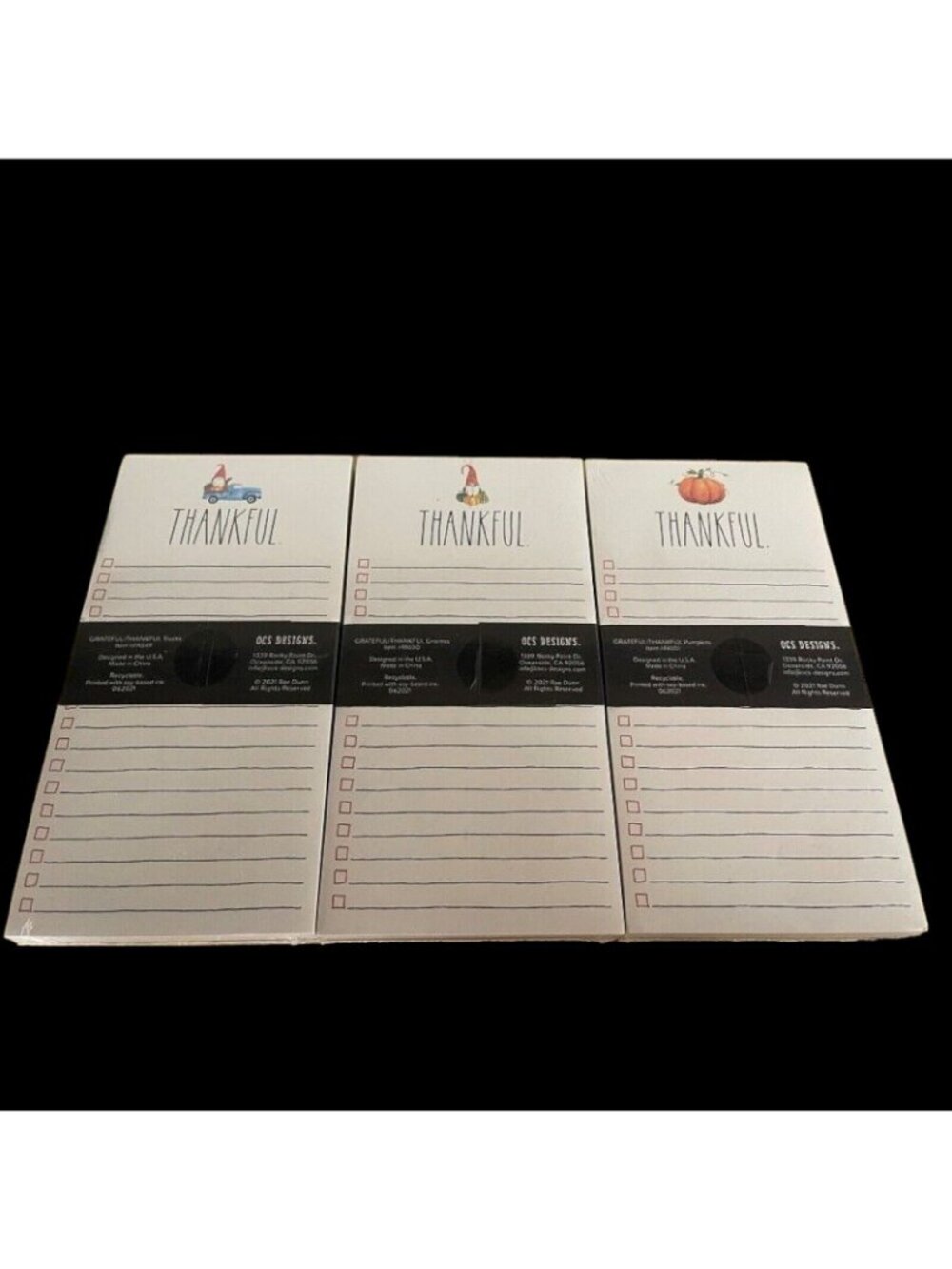 Rae Dunn Notepad Set Gnome Pumpkin Lot of 3 Brand New - Picture 2 of 2